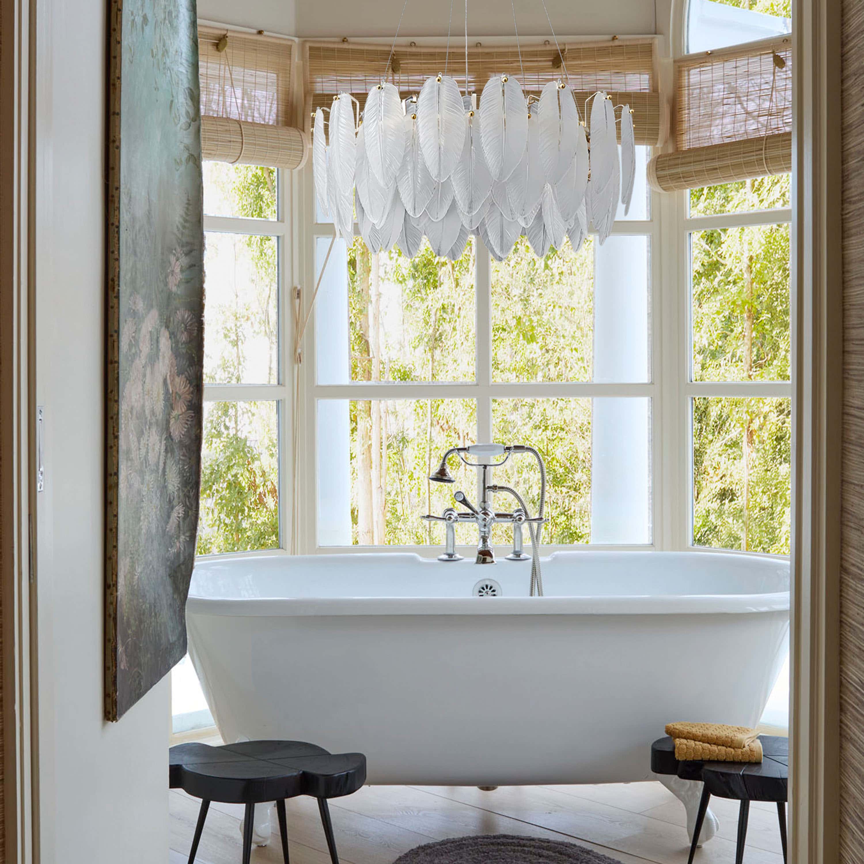 Avelis Glass Feather Round Chandelier 31.5"D