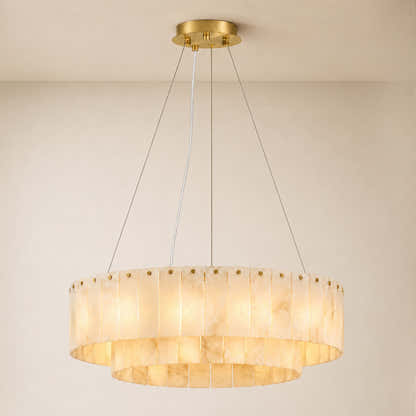Sawyer Alabaster Custom Round Chandelier 24" 48"D