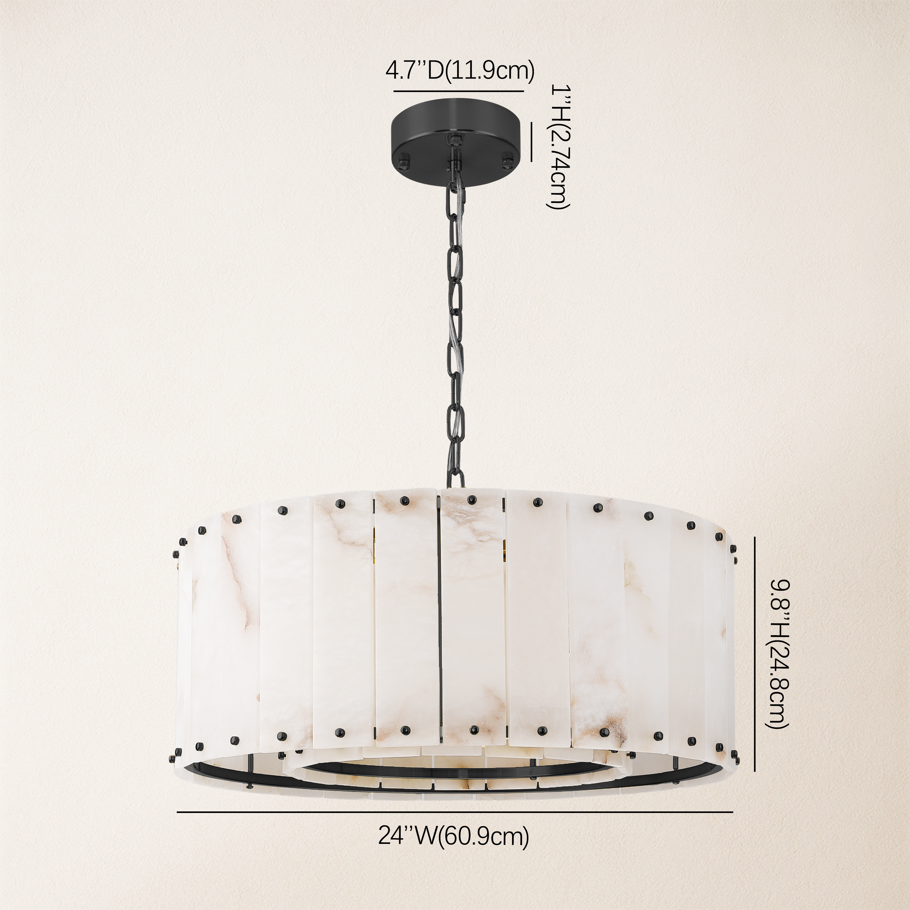 Nivislight Alabaster Round Chandelier 24"