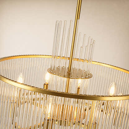 Virellune Glass Rod Round Chandelier 24" 36"D
