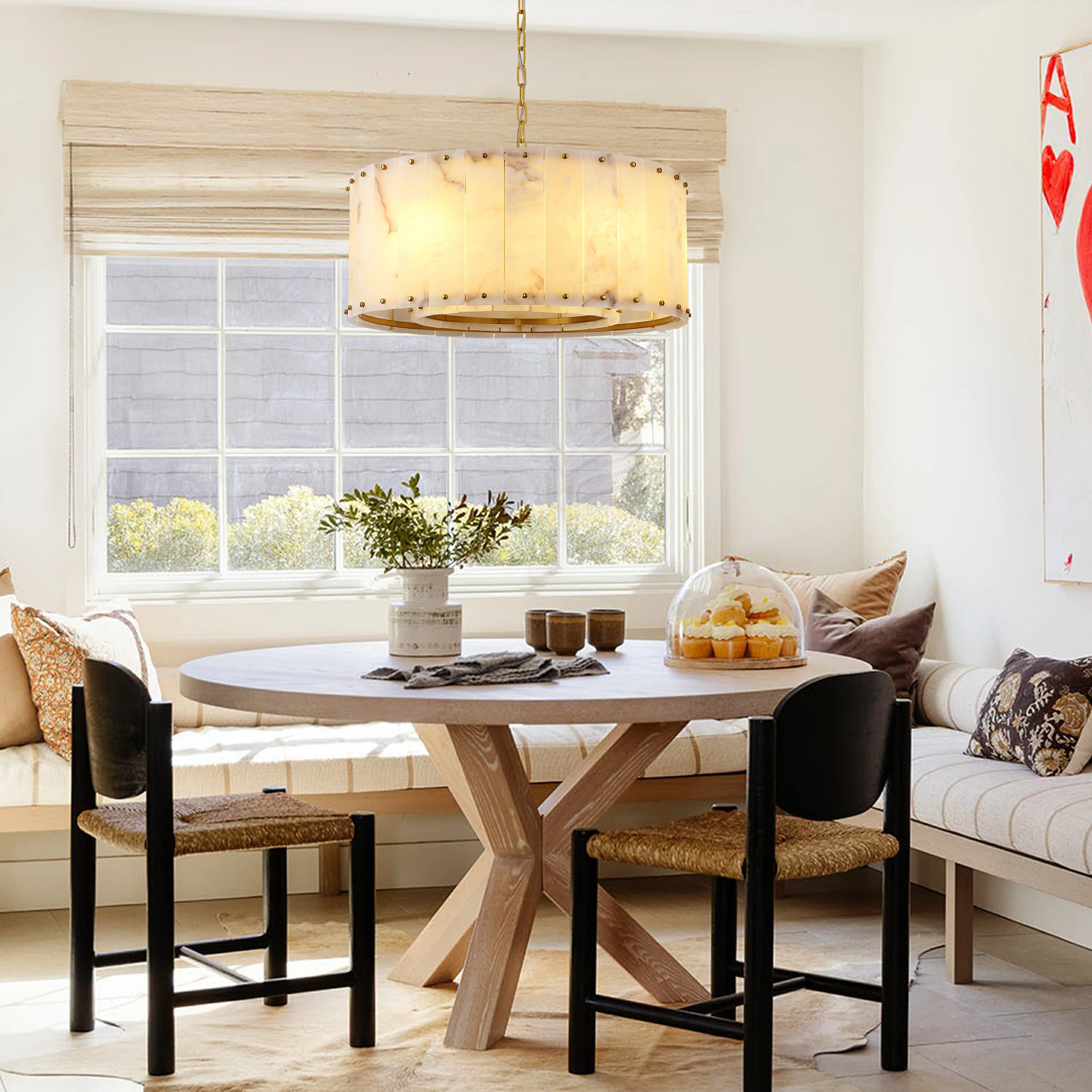 Nivislight Alabaster Round Chandelier 24"