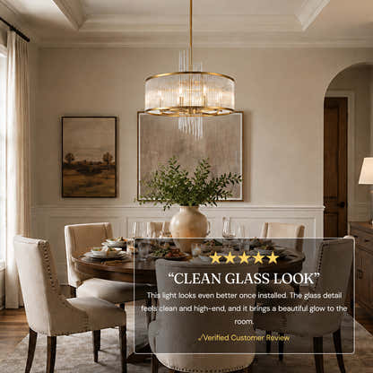 Virellune Glass Rod Round Chandelier 24" 36"D