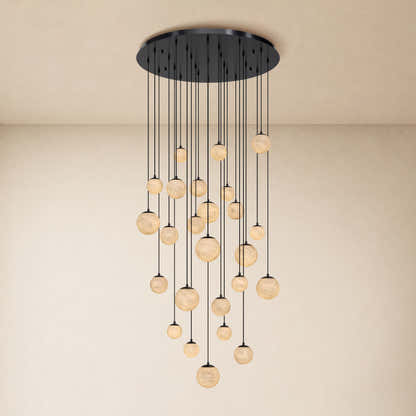 Elviora Resin Alabaster Globe Round Chandelier