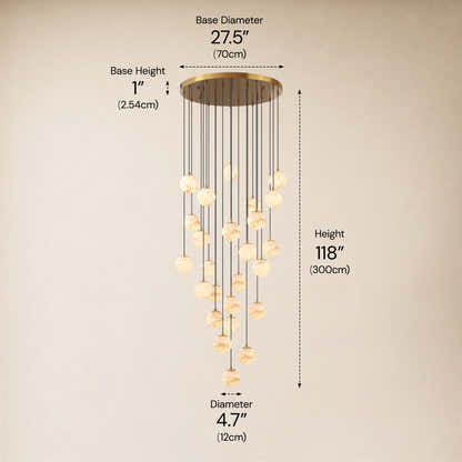 Solindra Resin Alabaster Texture Globe Cascade Chandelier