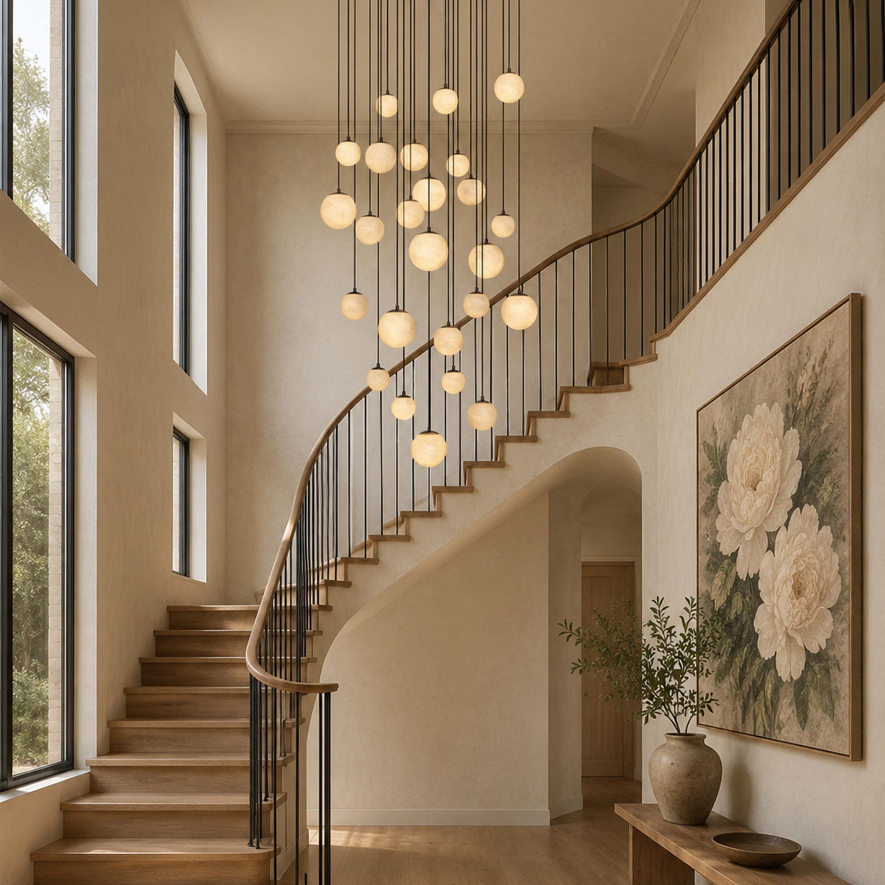 Elviora Resin Alabaster Globe Round Chandelier
