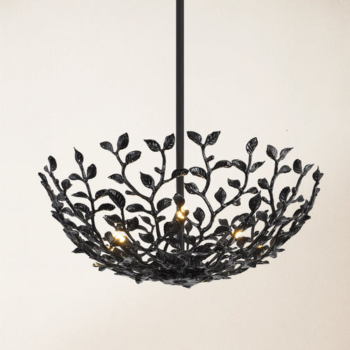 Elara Black Tree Branch Semi Flush Mount Chandelier 25.5"D