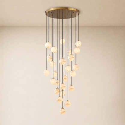 Solindra Resin Alabaster Texture Globe Cascade Chandelier