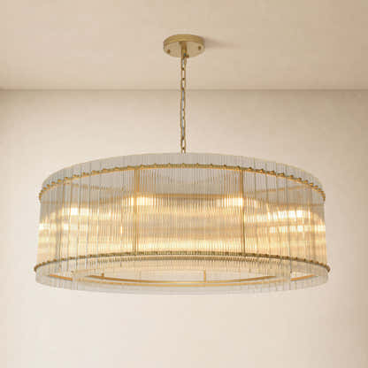 Solvayne Ribbed Glass Round Chandelier 48"D