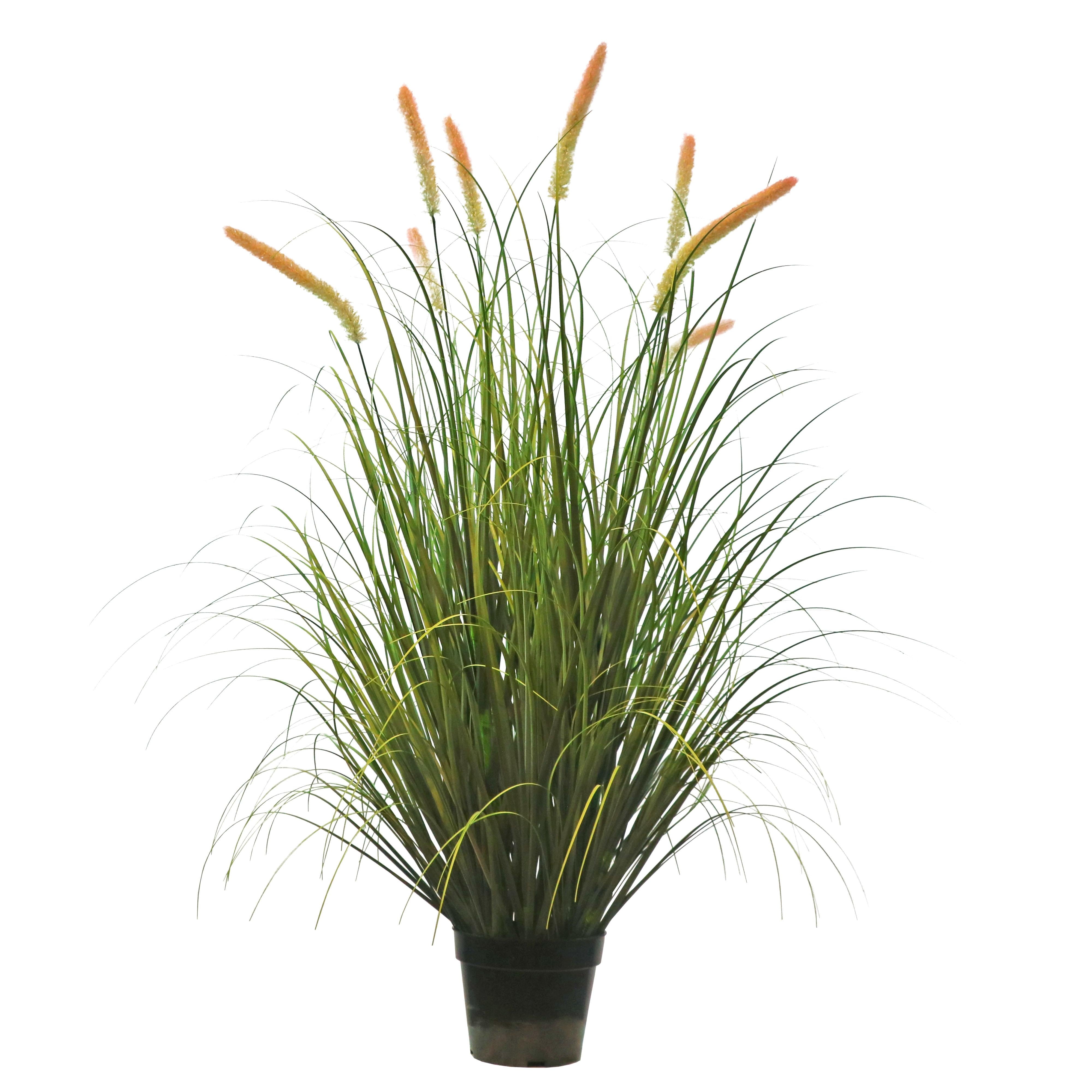 Artificial 8-Head Long Cat Tail with Curved Onion Grass Bonsai 7.1"H