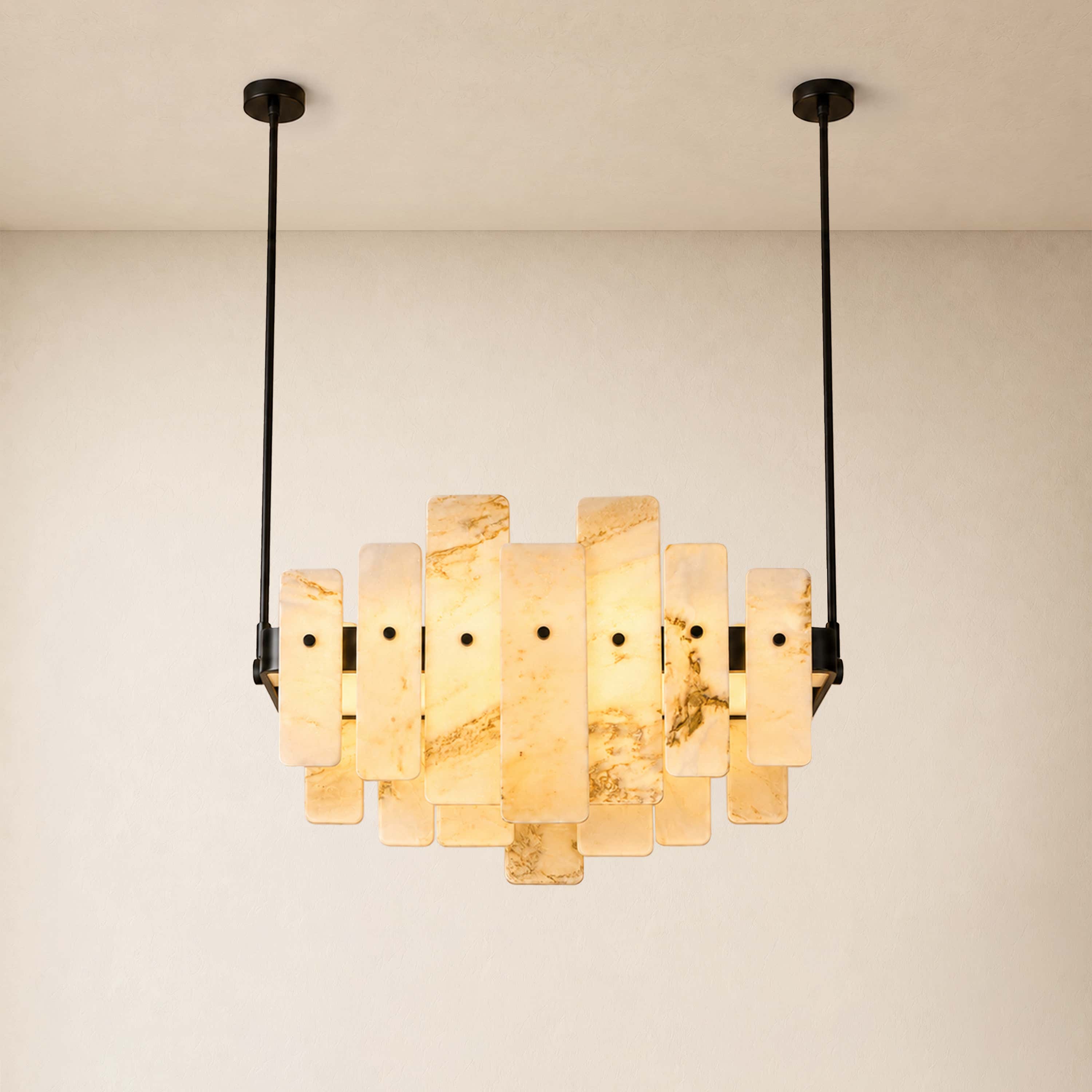 Pietra White Marble Panel Chandelier 27.5"W