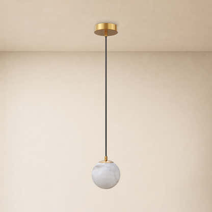 Solindra Resin Resin Alabaster Texture Globe Pendant 4.7"D