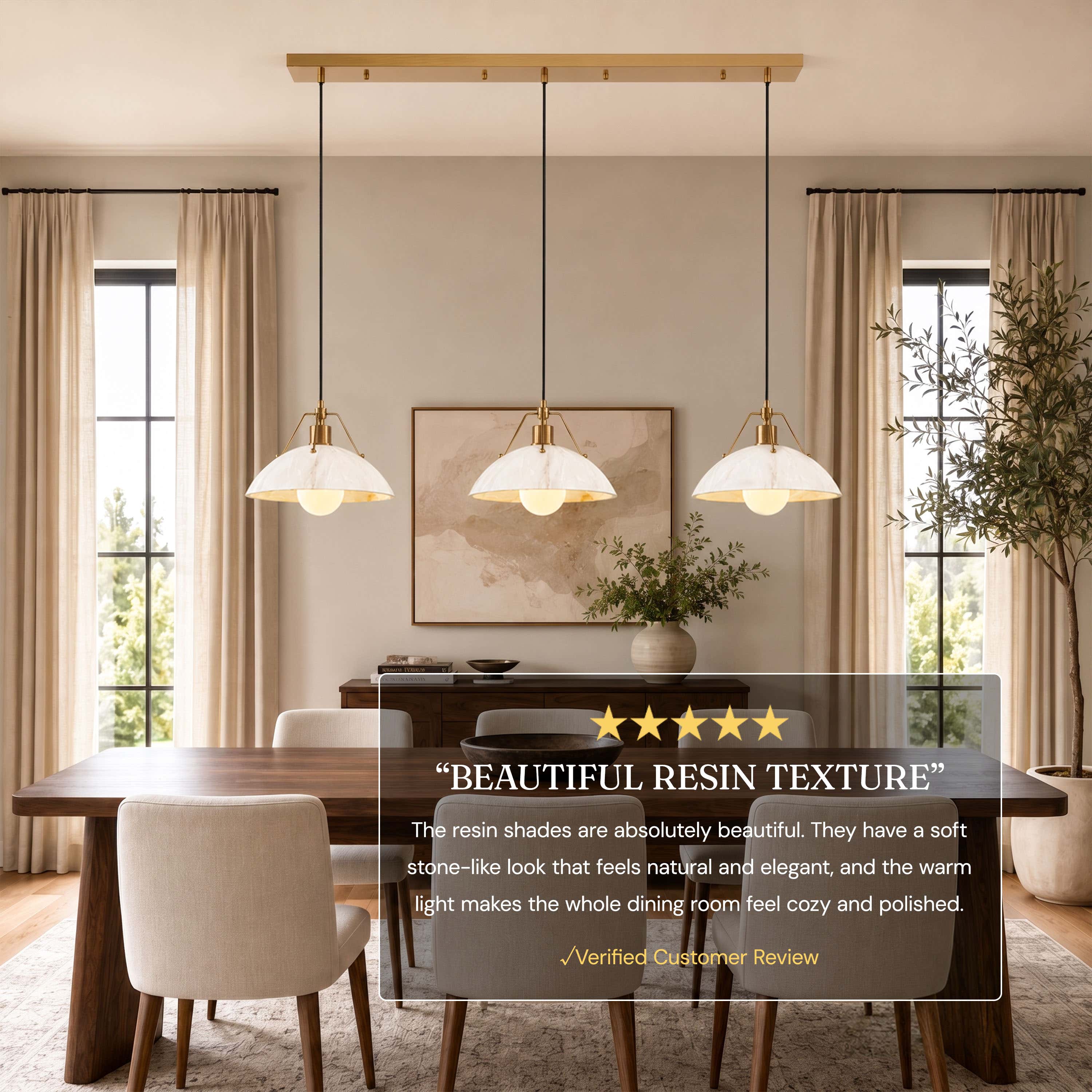 Aurevyn Resin Resin Alabaster Texture Multi-Light Linear Pendant