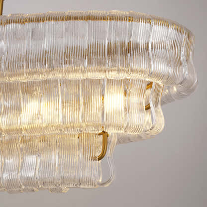 Ondalia Tiered Glass Oval Chandelier 54"W