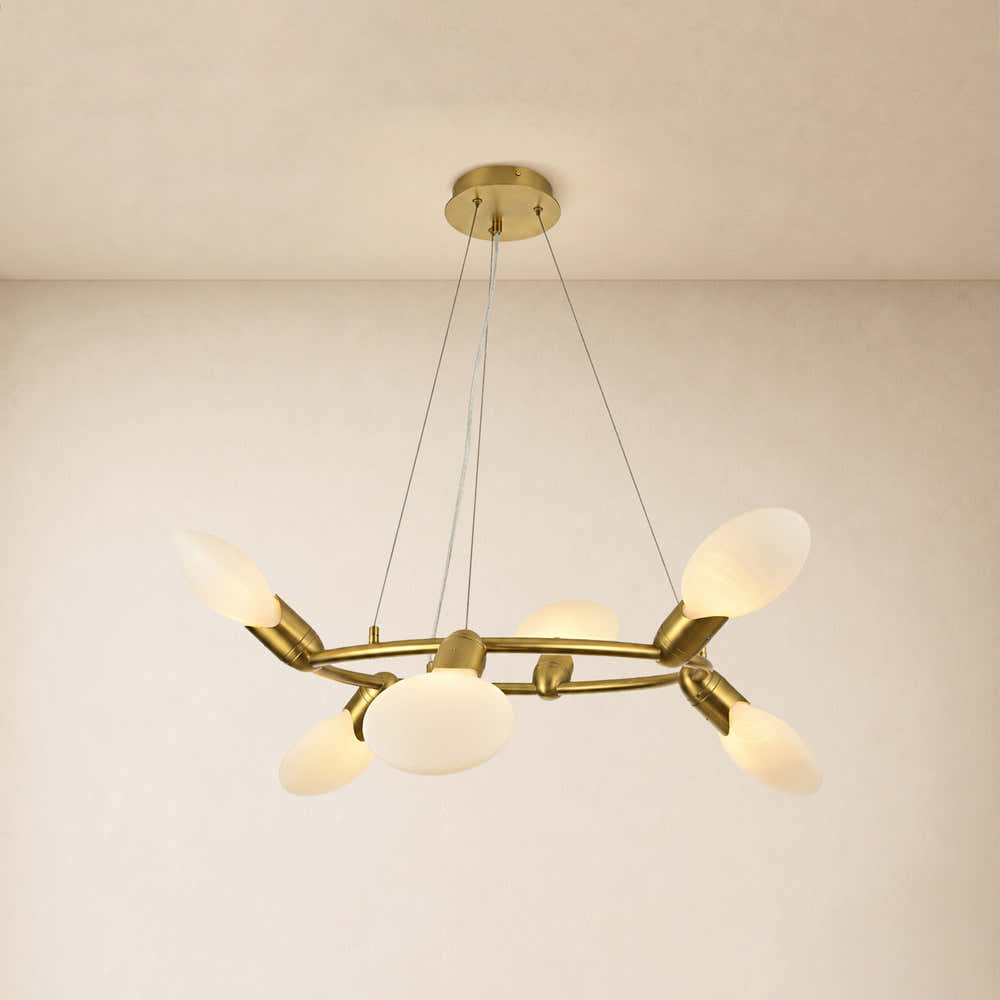 Calantha Petal Glass Round Chandelier 32"D#Finish_Gold
