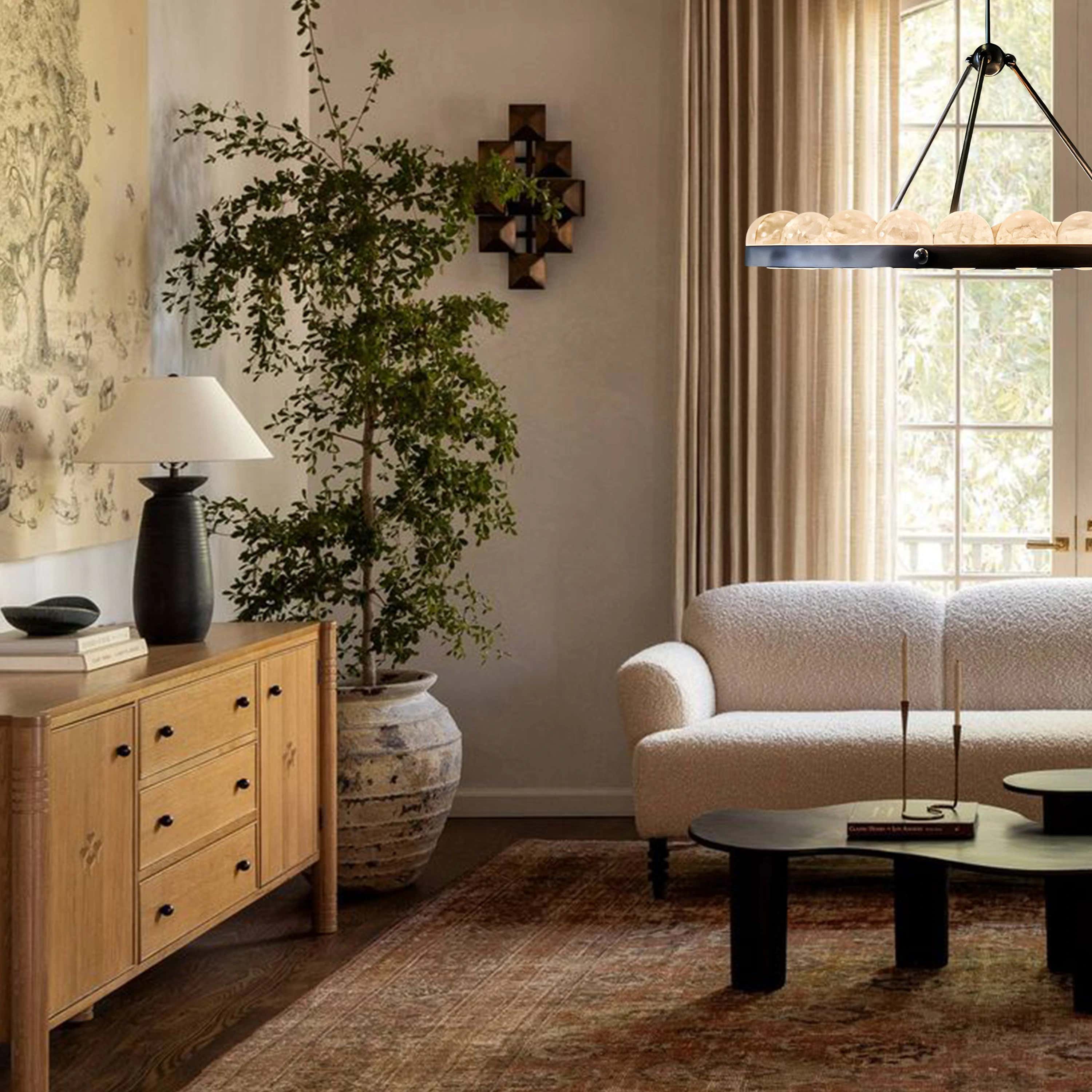 Nami Alabaster Global Suter Chandelier 46"D#Finish_Gold