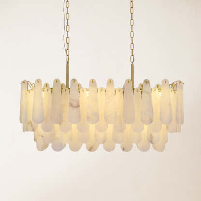 Caldera Alabaster Rectangular Chandelier 40"