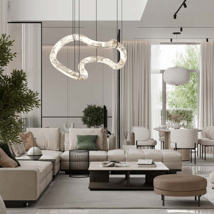 Infinity Symmetrical Alabaster Chandelier 55.5"#Finish_Gold