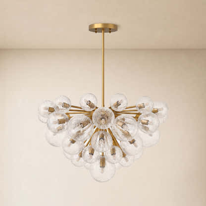 Elowen Crackled Glass Cluster Round Chandelier 24" 35"D