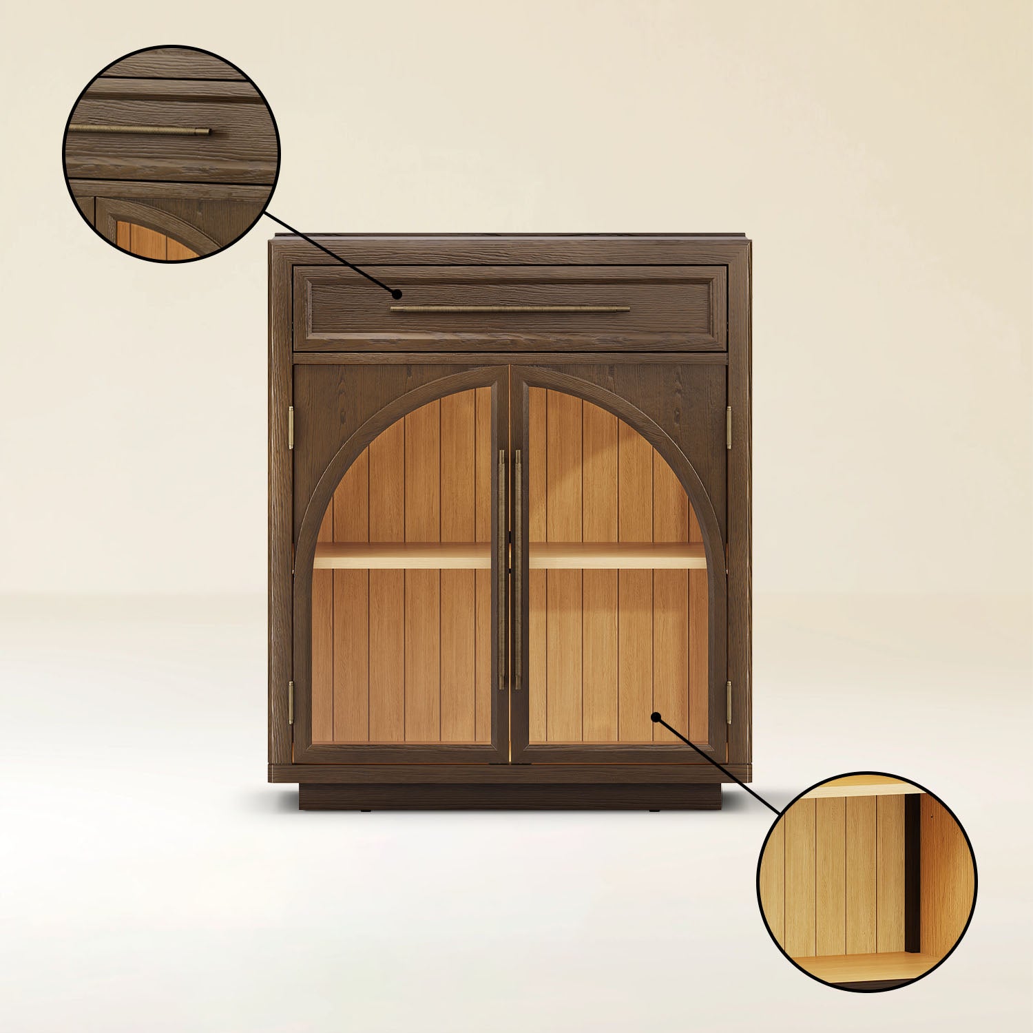Alvar Arched 32" Oak Storage Cabinet with Drawers