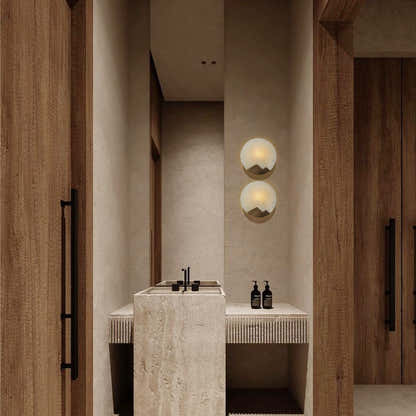 Egwent Alabaster Brass Sconce 8"D