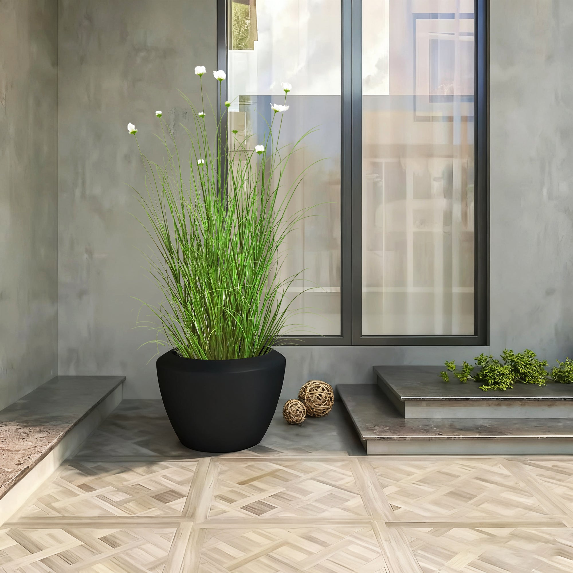 Artificial 11-Head Cosmos with Curved Onion Grass Bonsai 140cm H