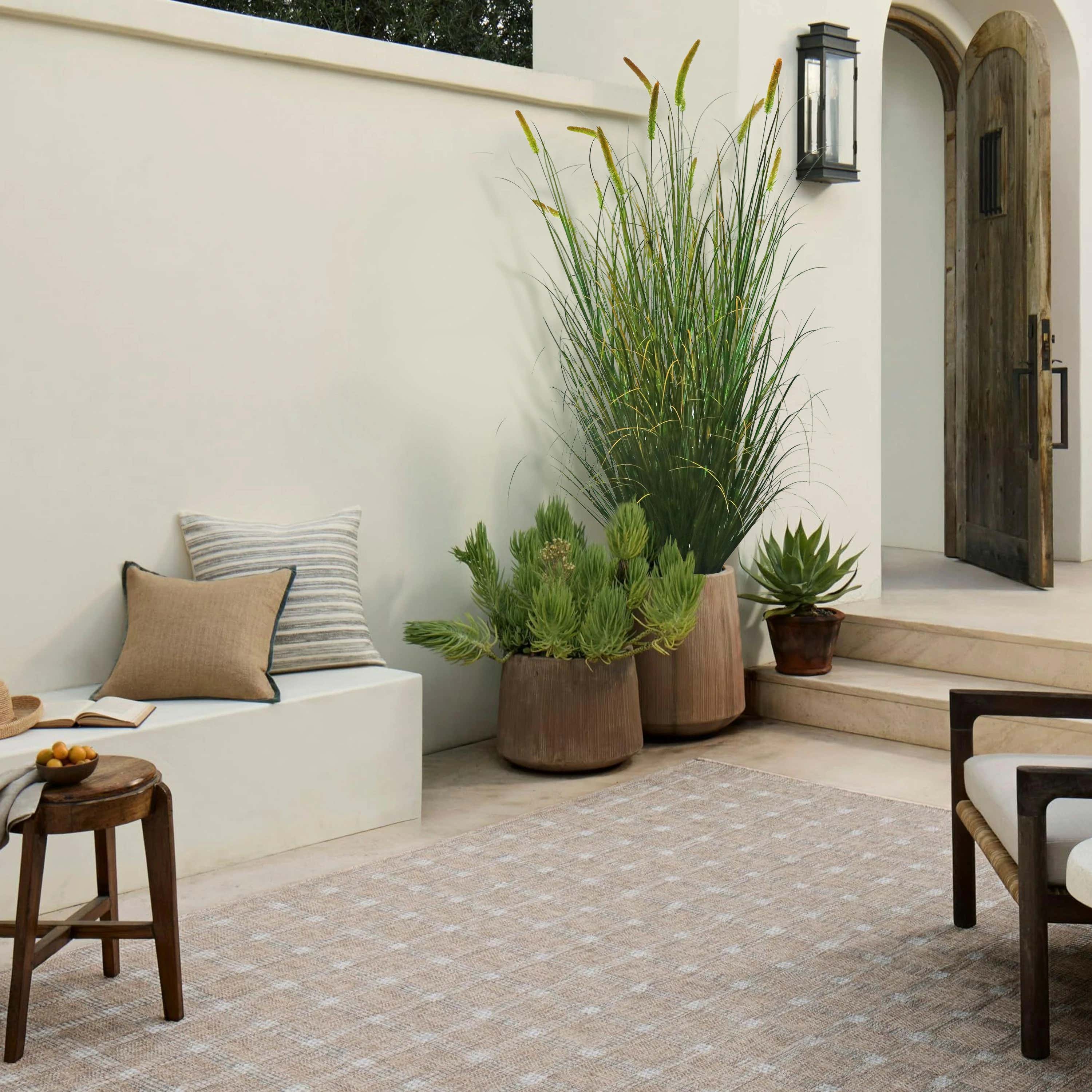 Artificial 14-Head Long Cat Tail with Curved Onion Grass Bonsai 200cm H