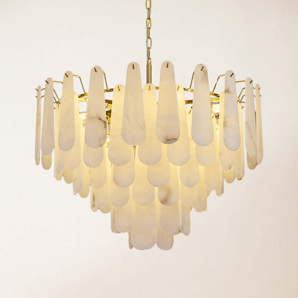 Caldera Alabaster Round Chandelier 32"#Finish_Gold