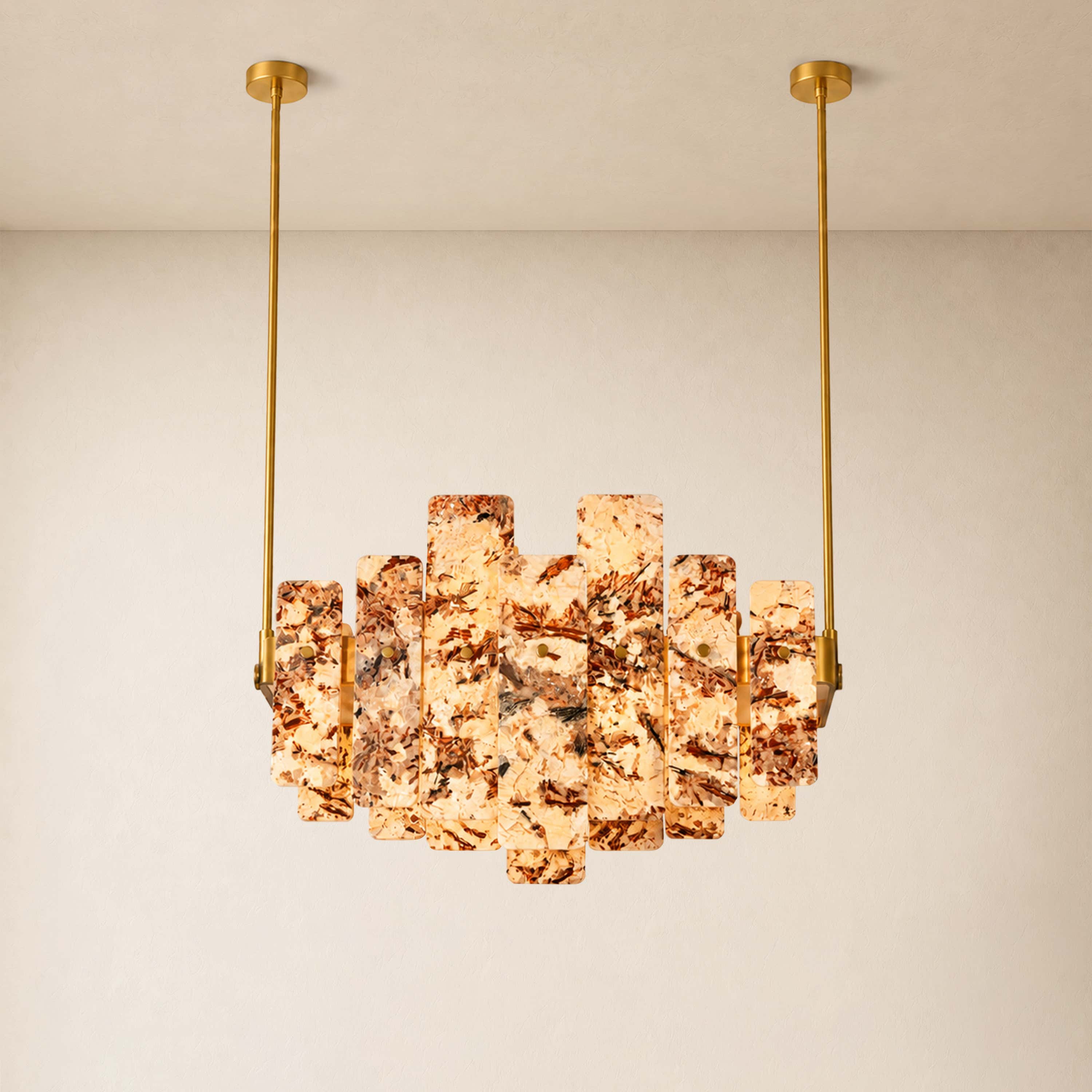 Pietra Amber Marble Panel Chandelier 27.5"W