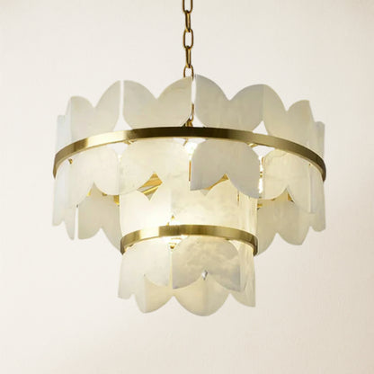 Cloudscape Alabaster Brass 2-Layer Chandelier 22"D
