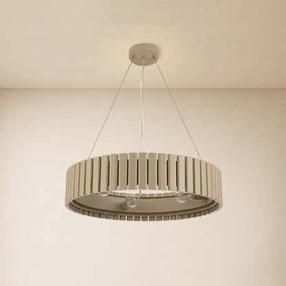 Woodgrain Iron Round Pendant 24"W