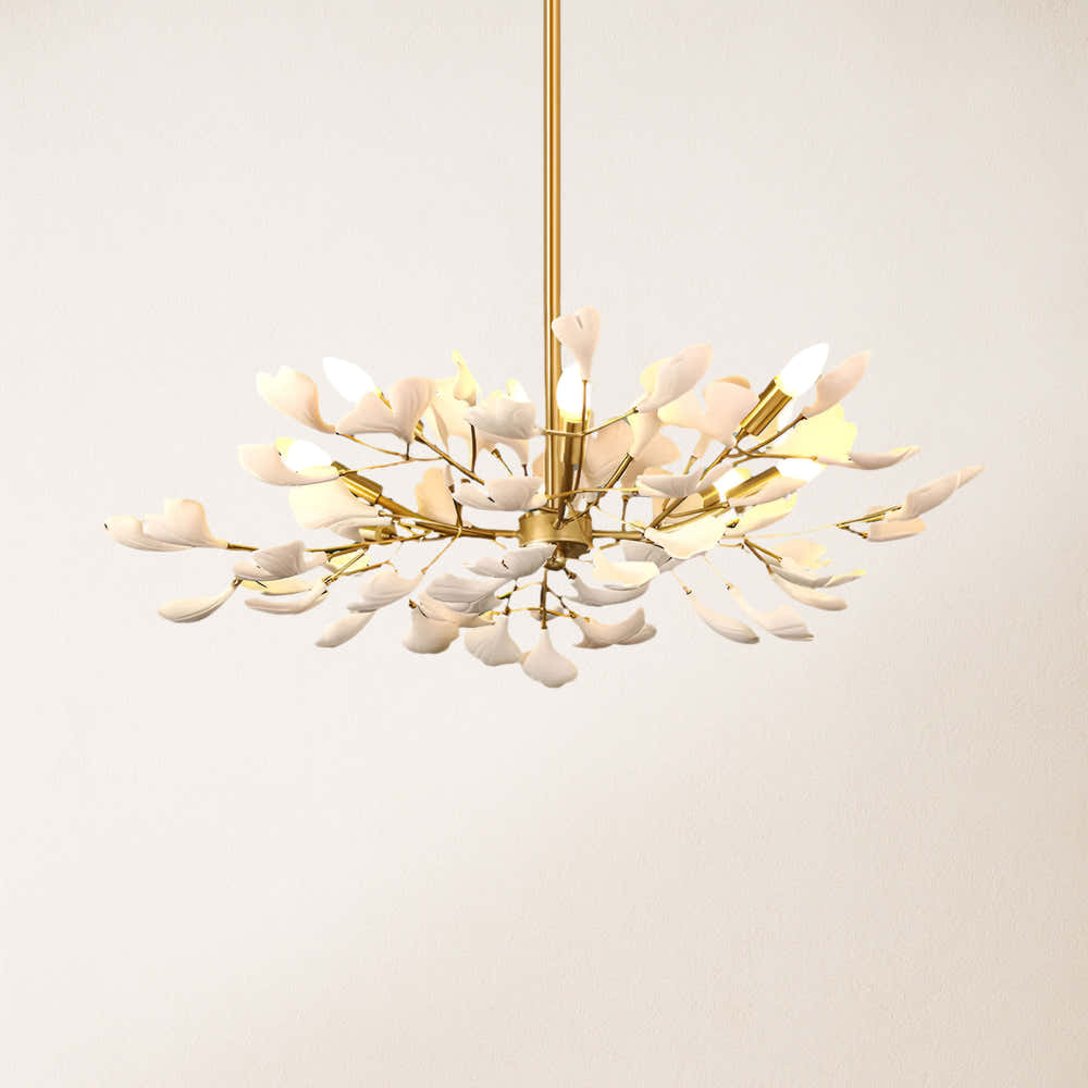 Twilight Branches Ceramic Ginkgo Chandelier 41.3"D