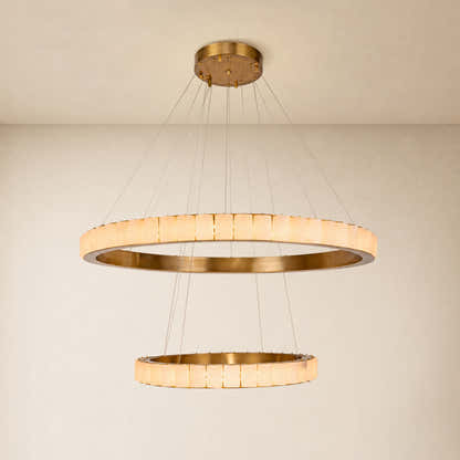 Celestine Alabaster 2-Tier Round Chandelier 40.1"D
