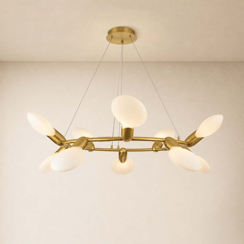 Calantha Petal Glass Round Chandelier 40"D#Finish_Gold