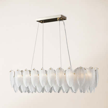 Avelis Glass Feather Linear Chandelier 40"W