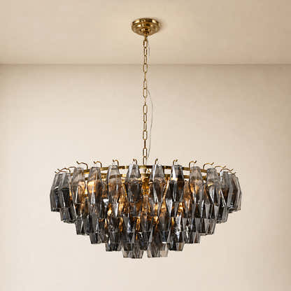 Celestial Drop Smoked Crystal Round Chandelier 31.4"D