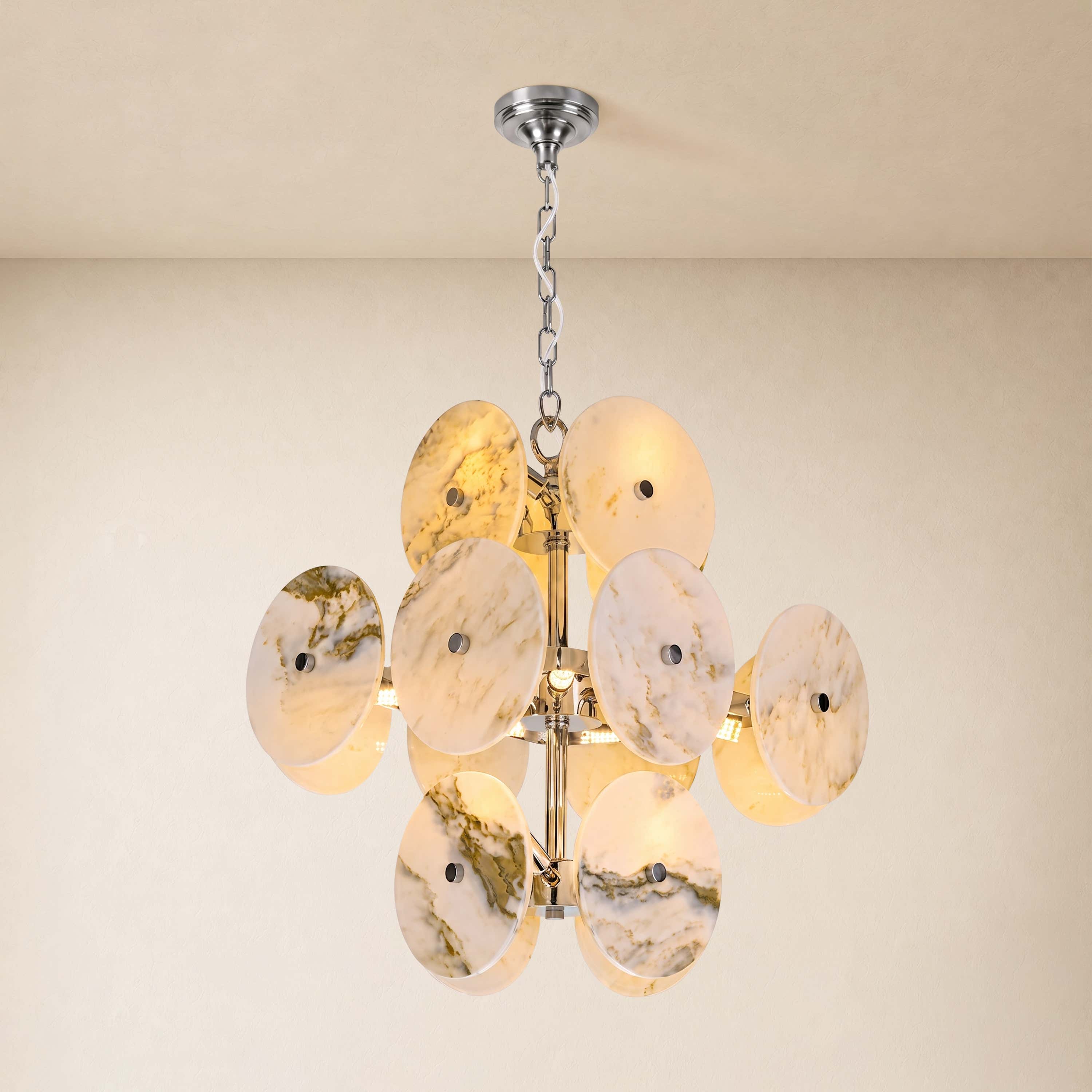 Pietra Ivory Marble Disc Pendant 17.7"D