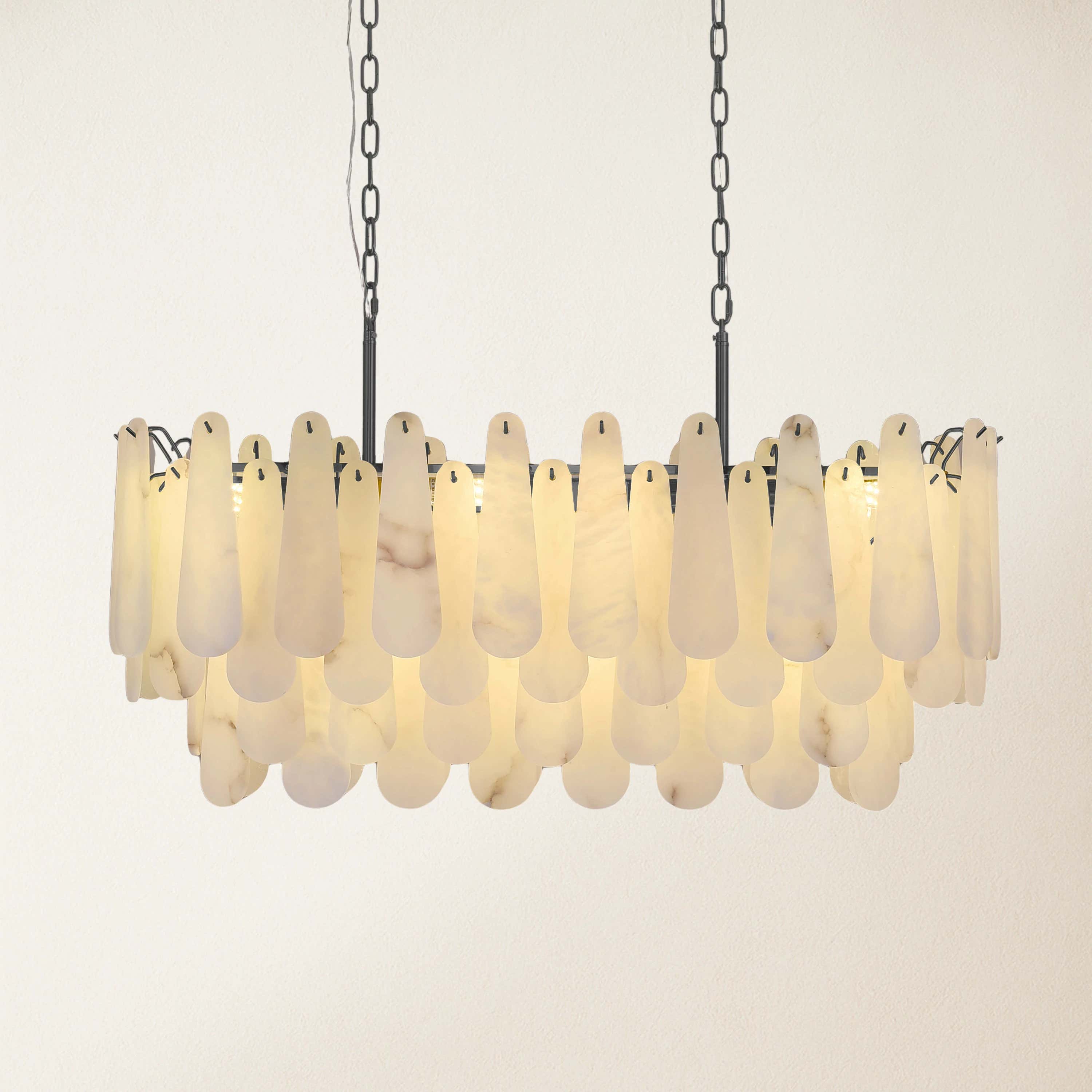 Caldera Alabaster Rectangular Chandelier 40"