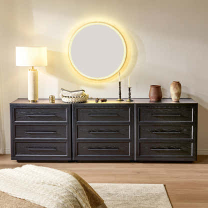 Alvar 95″ Oak 9-Drawer Chest(Set of 3)