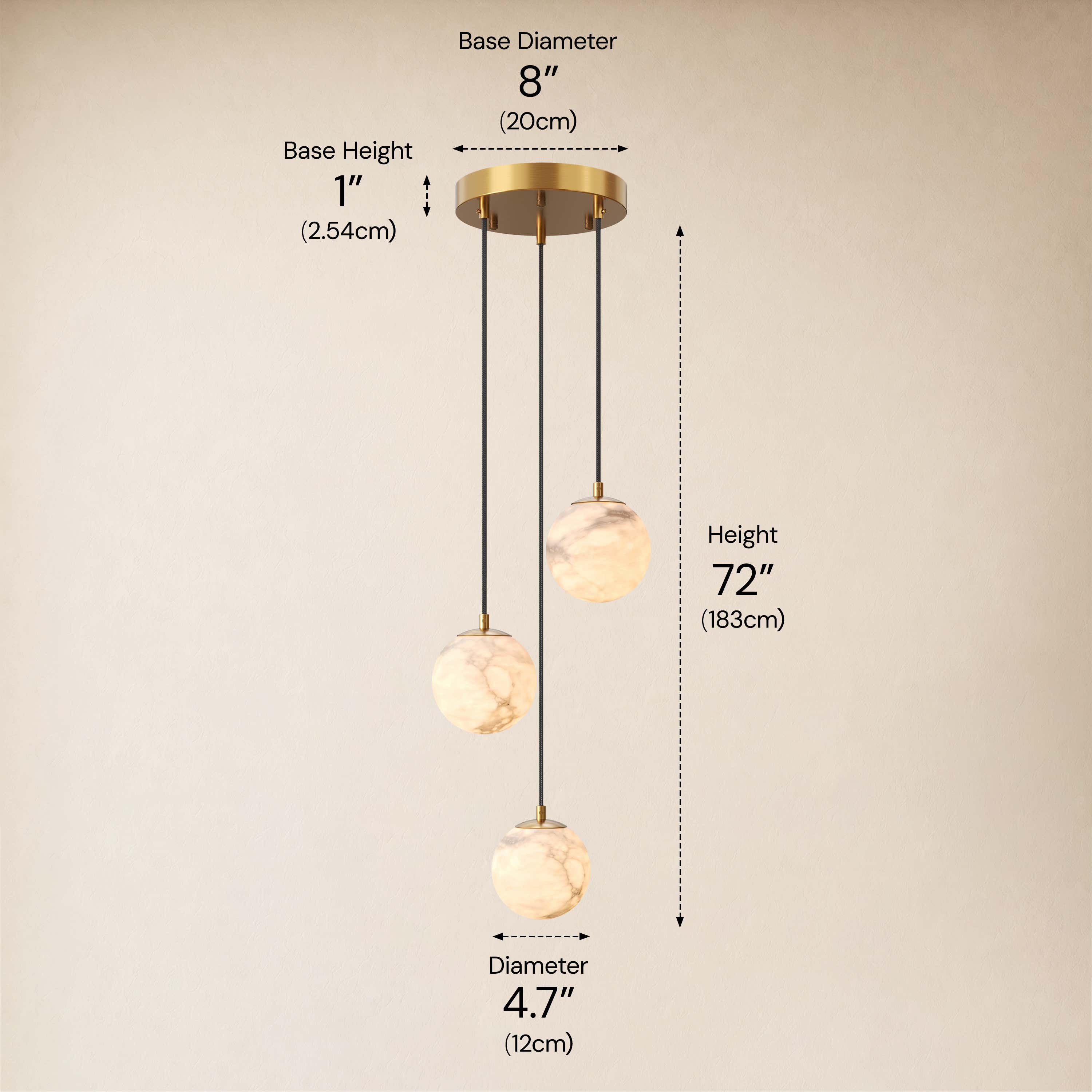 Solindra Resin Alabaster Texture Globe Cascade Chandelier