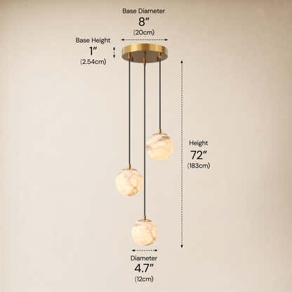 Solindra Resin Alabaster Texture Globe Cascade Chandelier