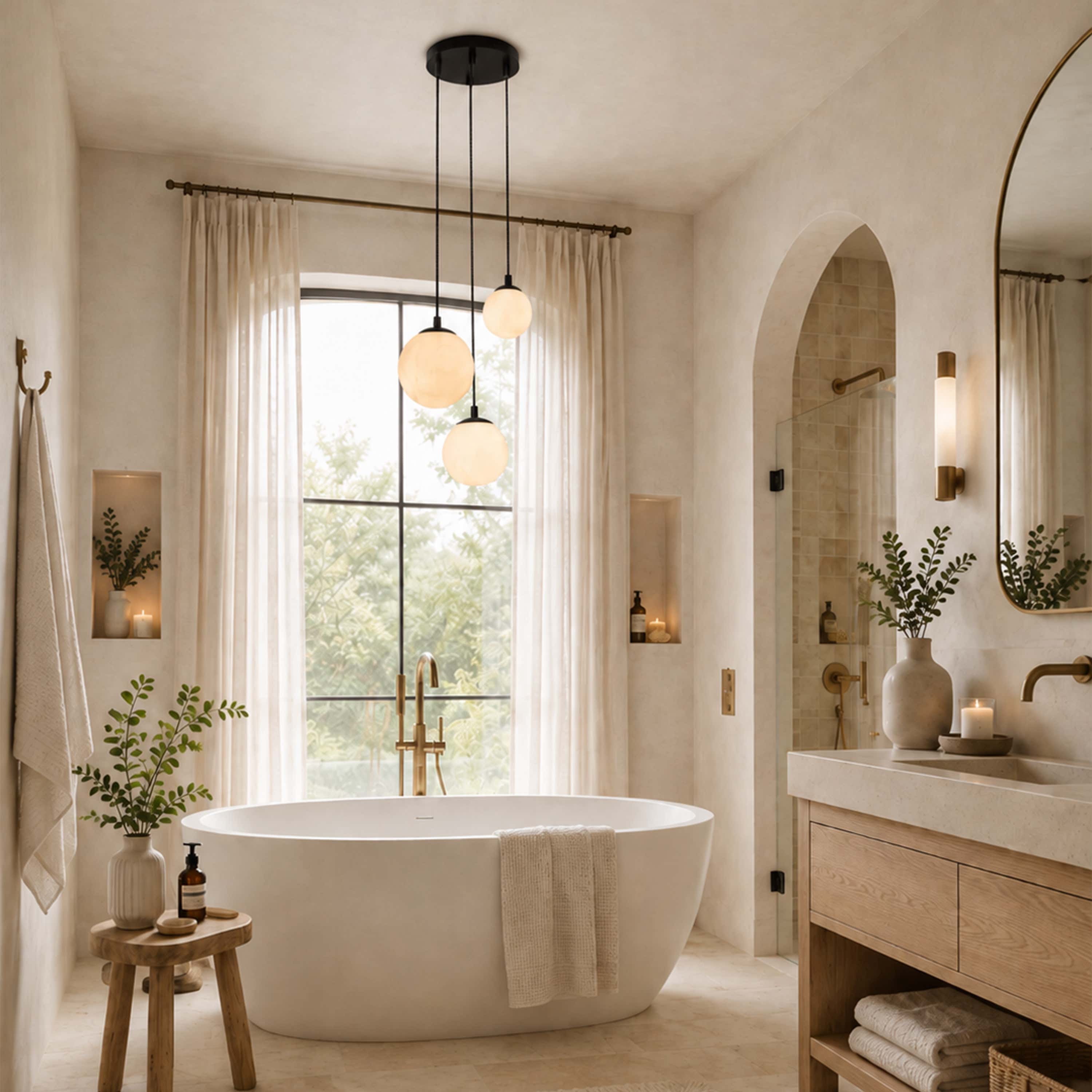 Elviora Resin Alabaster Globe Round Chandelier
