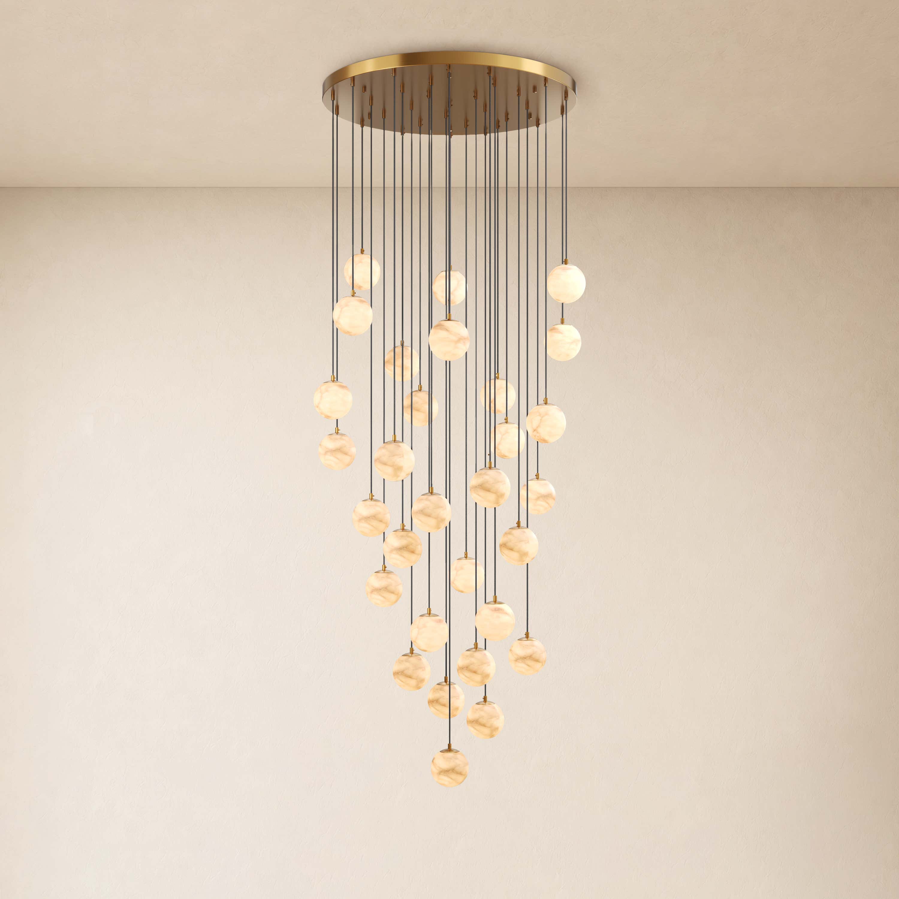 Solindra Resin Alabaster Texture Globe Cascade Chandelier