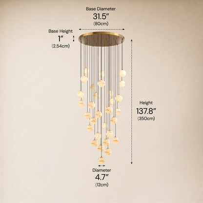 Solindra Resin Alabaster Texture Globe Cascade Chandelier