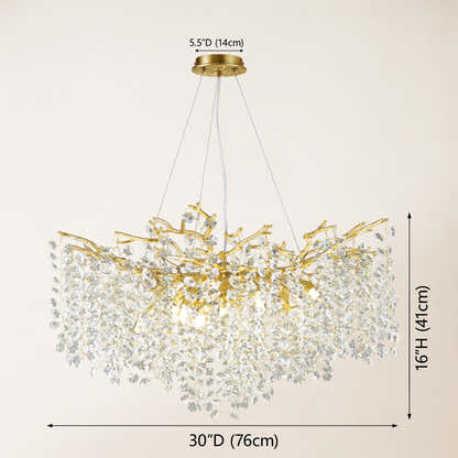 Lustre Branches Crystal Round Chandelier for All Rooms 30"D