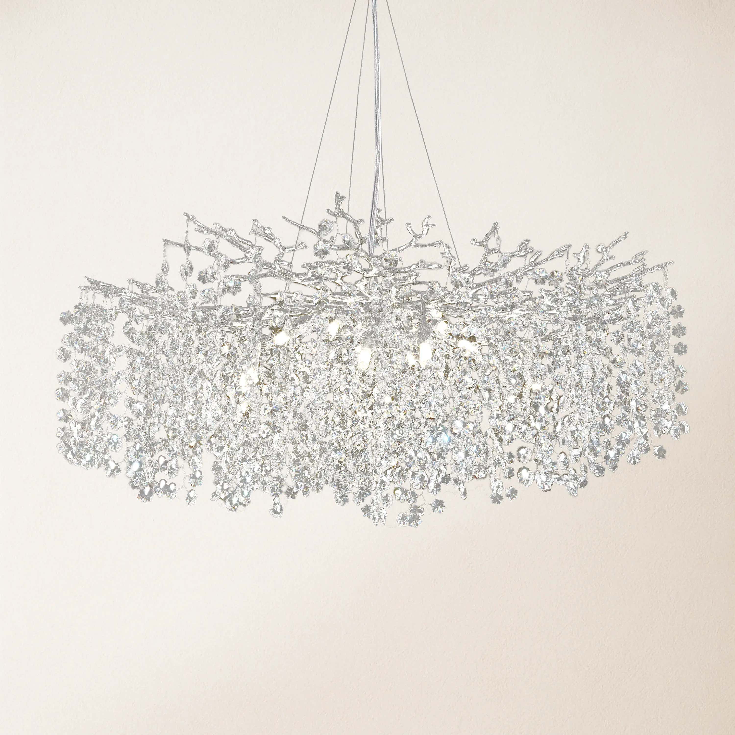 Lustre Branches Crystal Round Chandelier for All Rooms 30"D
