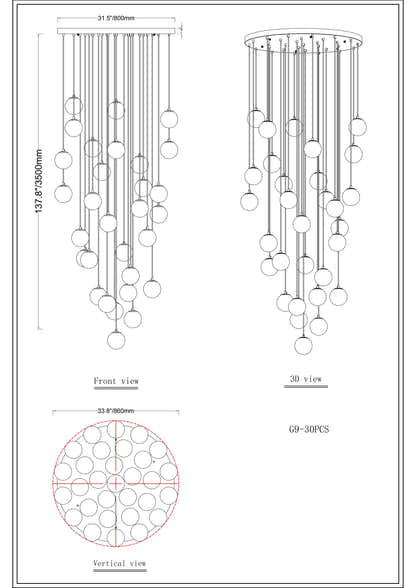 Solindra Resin Alabaster Texture Globe Cascade Chandelier