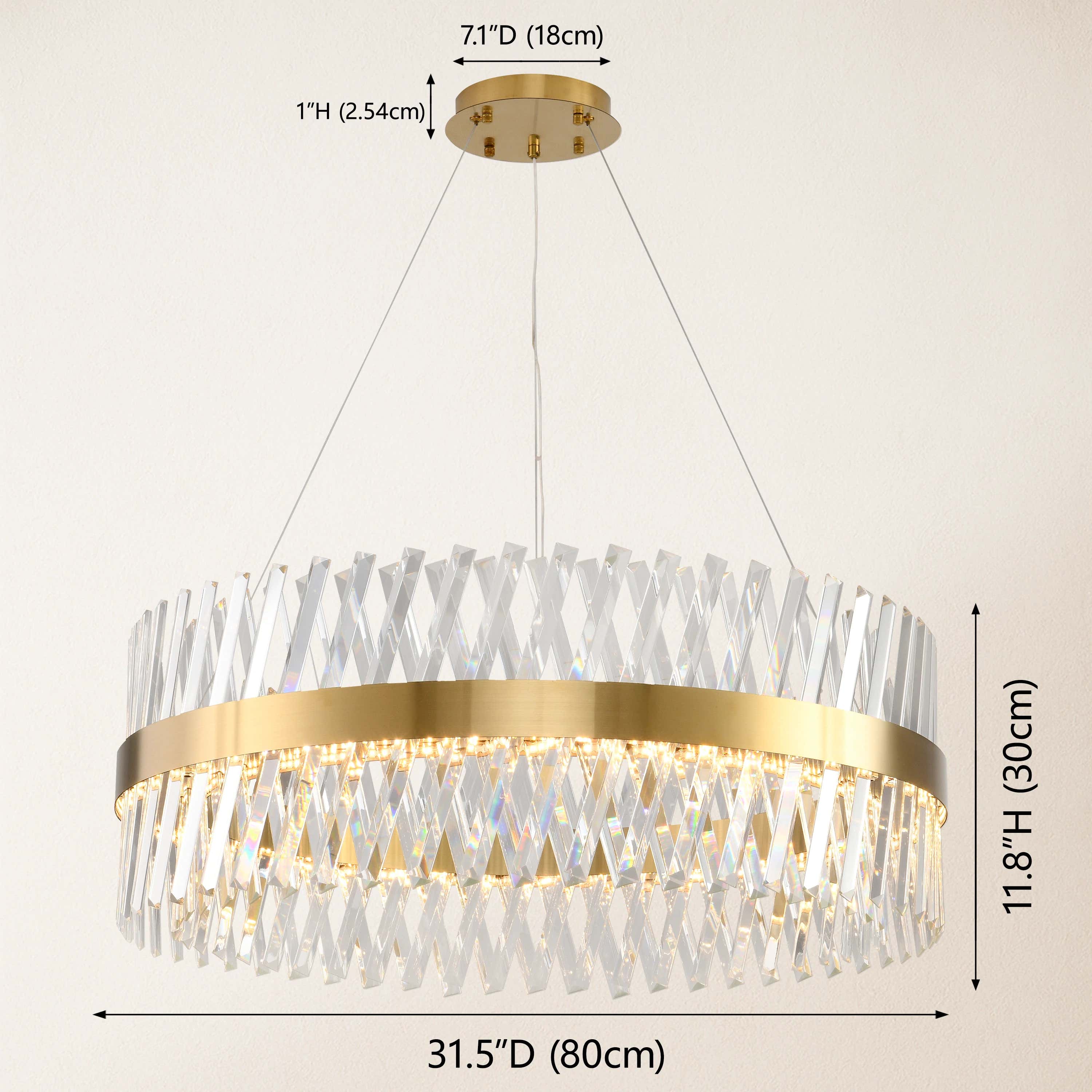 Vetro Prism Crystal Round Chandelier 32"D