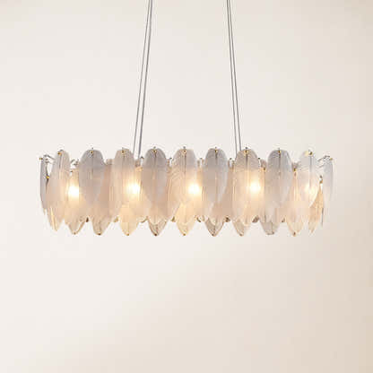 Avelis Glass Feather Linear Chandelier 40"W