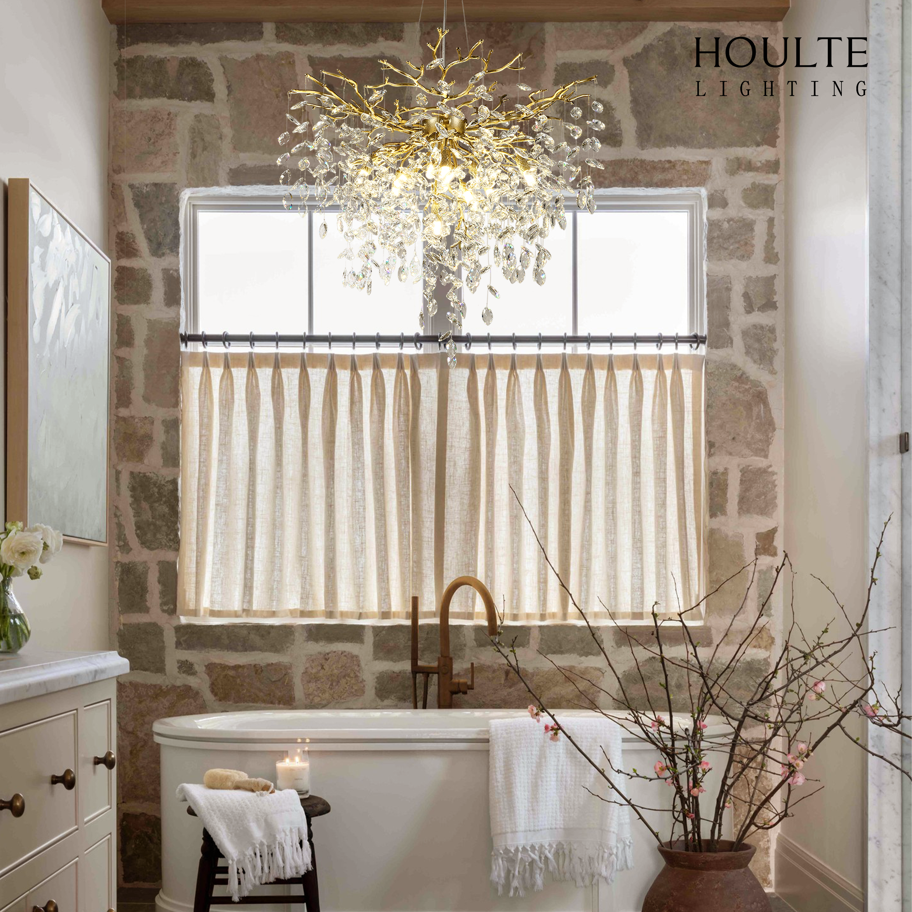 Frostleaf Crystal Grand Cascade Branches Chandelier 32''
