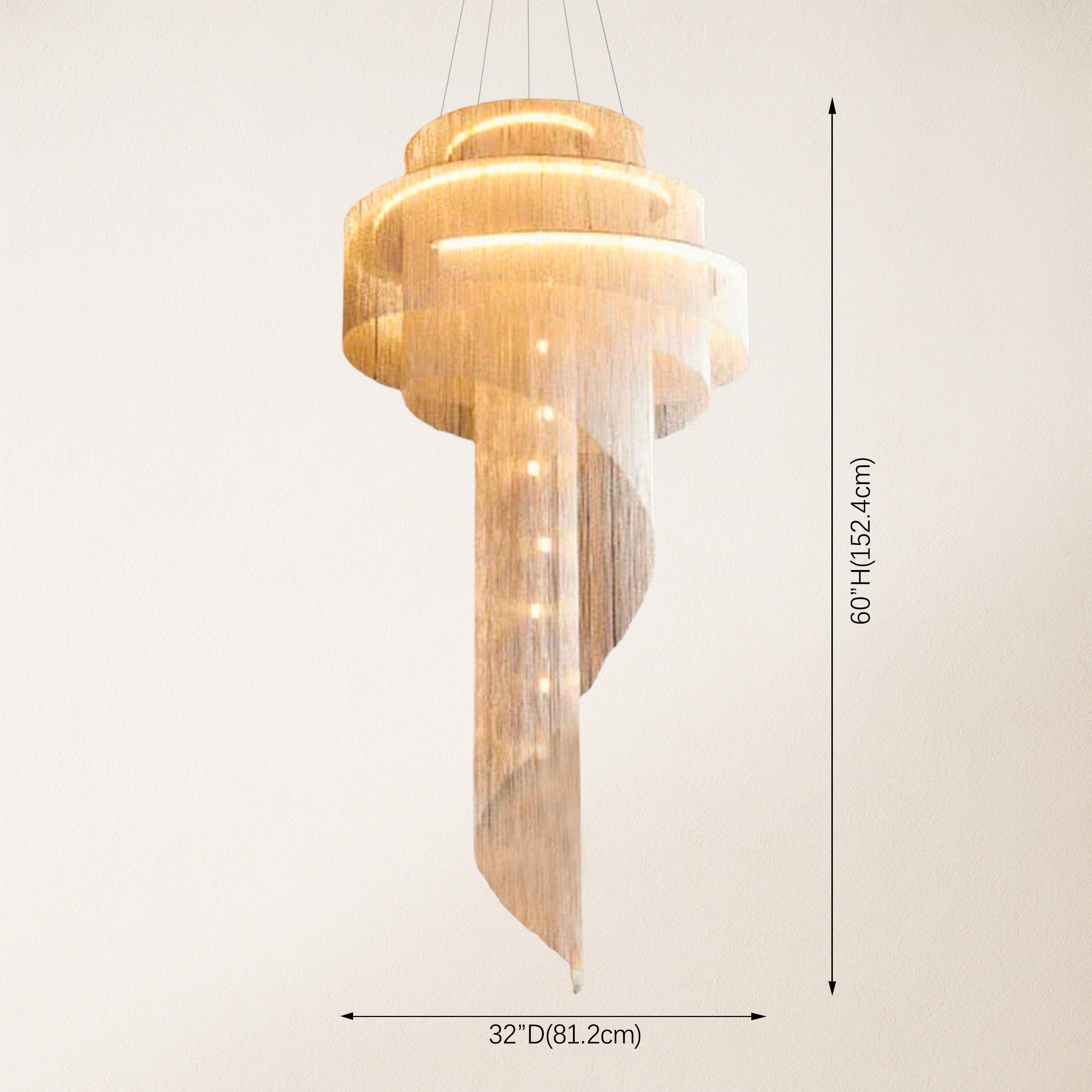 Teresa Cadena Metal Chain Tassel Entryway Chandelier 32"D